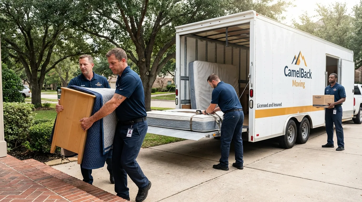 Crew loading residential truck for cross-state move from Laguna Niguel, CA