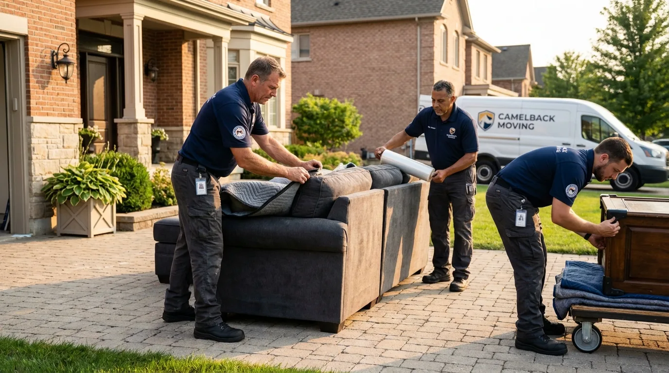 Large estate moving crew wrapping furniture in Laguna Niguel, CA